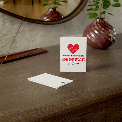 Cheeky funny greeting card on wooden table with vase, A6 size, blank inside, envelope included.