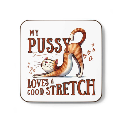 Cheeky rude coaster with cat design and humorous text, perfect for adding playful fun to gatherings.