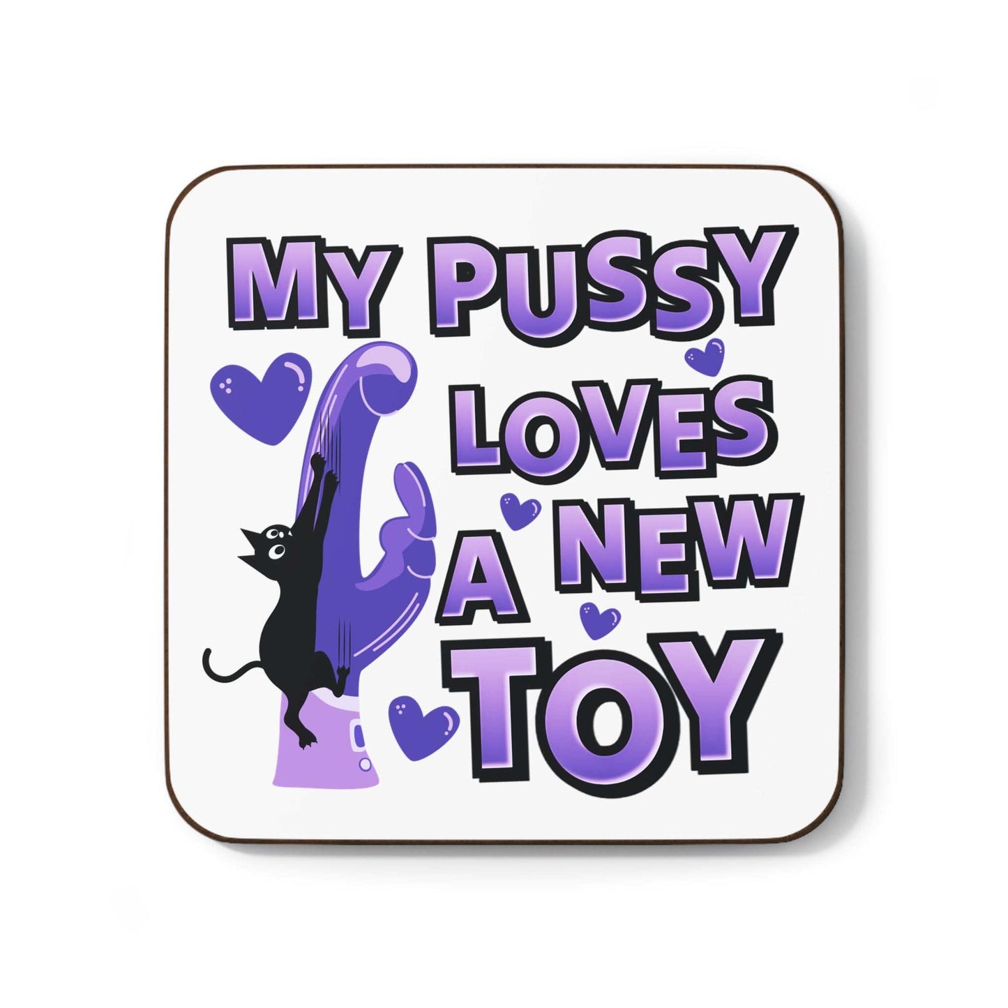 Cheeky Rude Coaster with humorous text and playful design featuring purple and black accents.