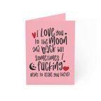 Cheeky funny greeting card with humorous message, A6 size, blank inside, includes envelope.