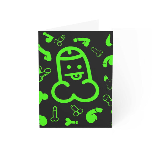 Cheeky Rude Green Willie Greeting Card with playful design on coated silk paper.