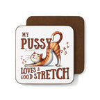 Cheeky Rude Coaster featuring a playful cat illustration with humorous text, perfect for adding fun to gatherings.