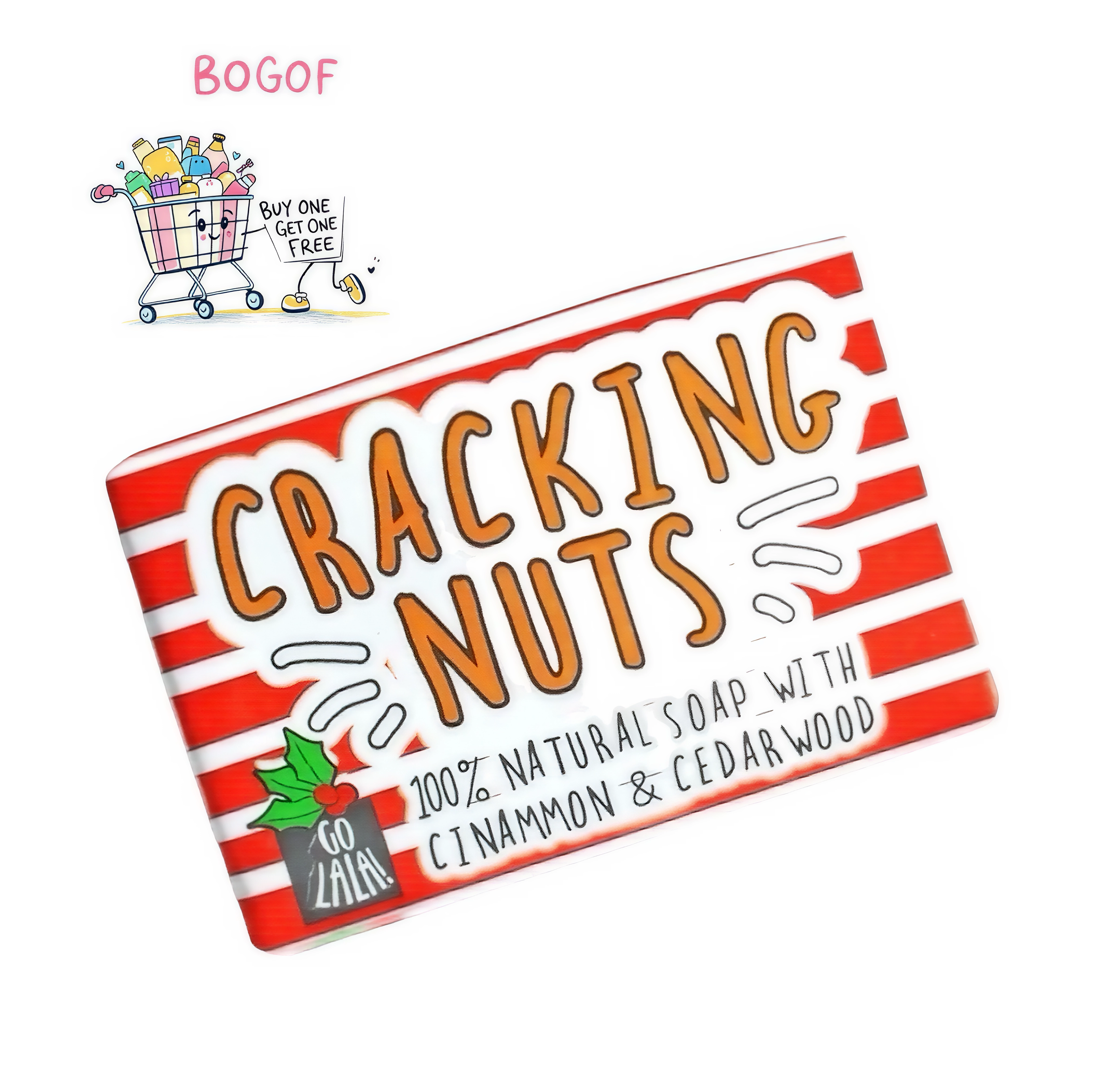 Cracking Nuts Soap bar with cinnamon and cedar wood scent, natural vegan soap without palm oil, paraben, or SLS.
