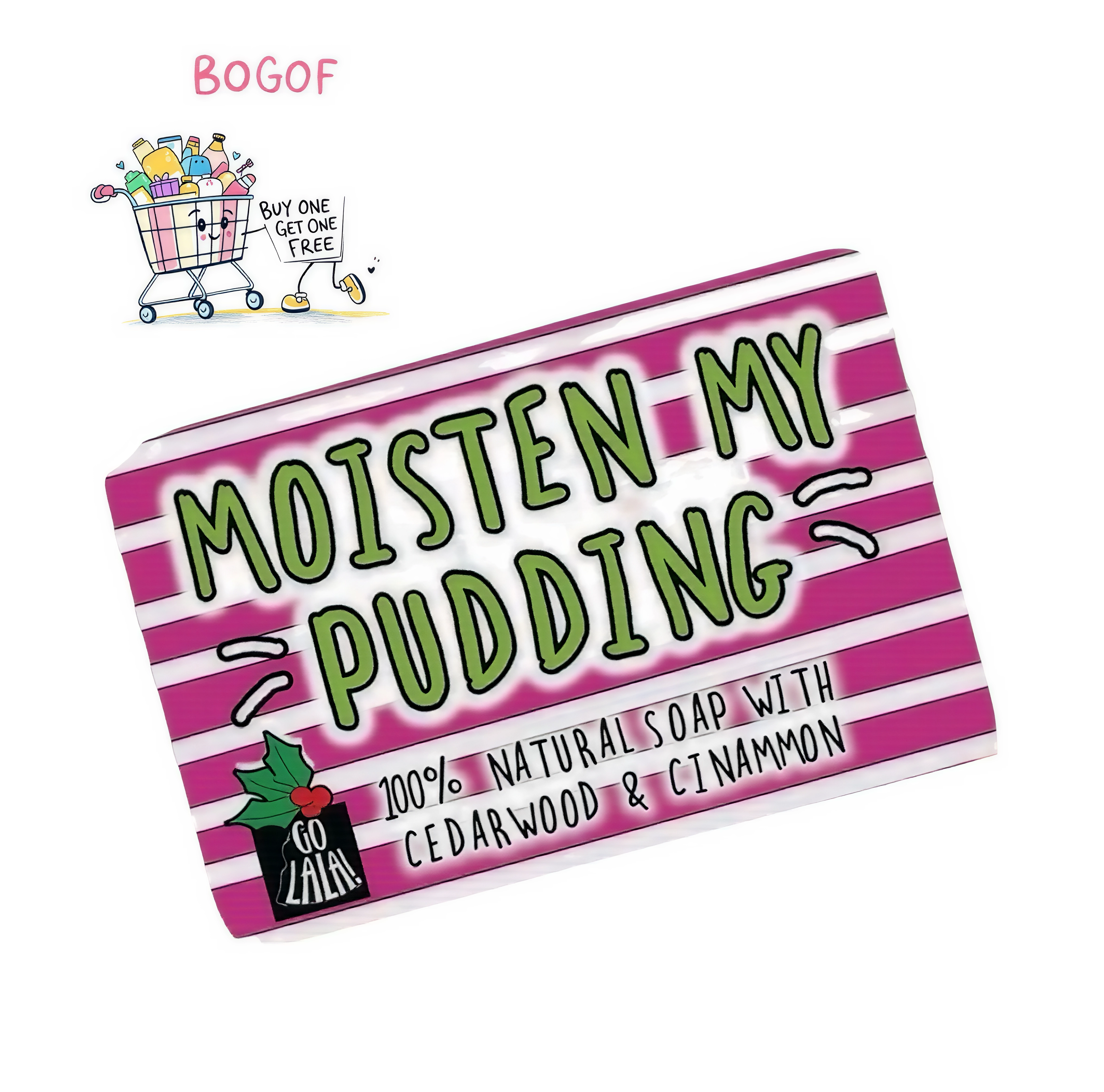 Moisten My Pudding Soap bar with cinnamon and cedarwood scent, natural, vegan, and palm oil-free.