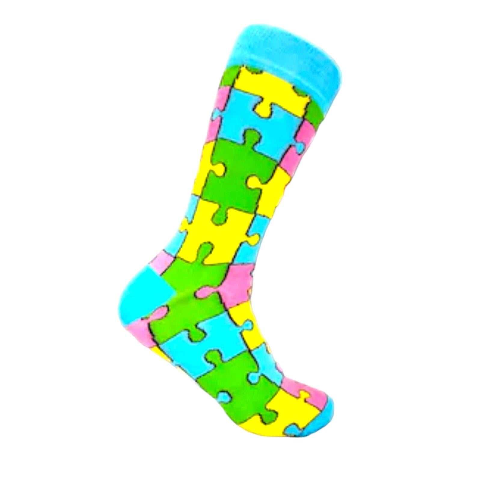 Colorful Jigsaw Socks with playful puzzle piece design, made from premium cotton for comfort and style.