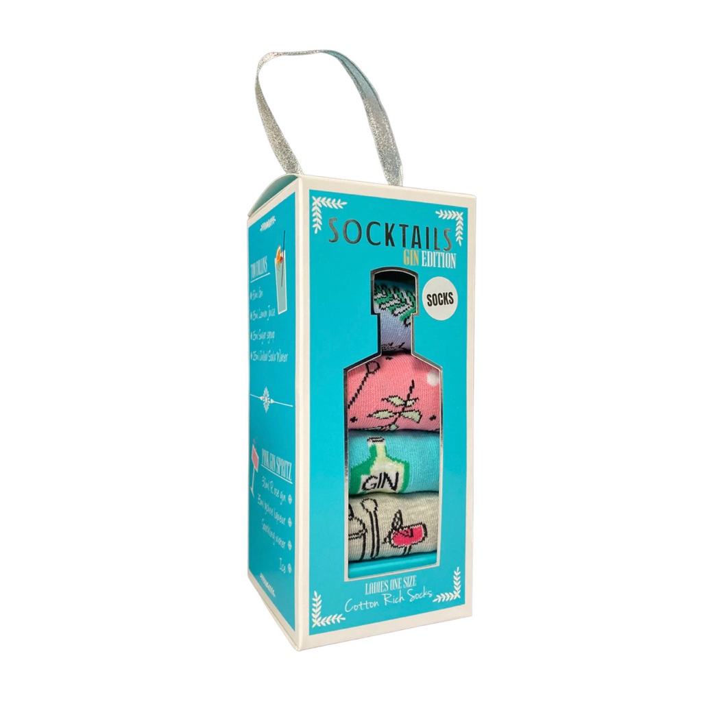 Socktails Gift Set Gin Edition cocktail themed colorful mid calf socks in gift box
