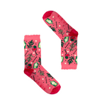 Bright pink mid-calf socks with gin cocktail patterns from the Socktails Gift Set Gin Edition