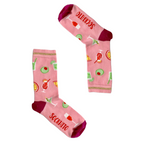 Pink cocktail-themed mid-calf socks with "Sockchito" text, part of the Socktails Gift Set for women UK size 4-8