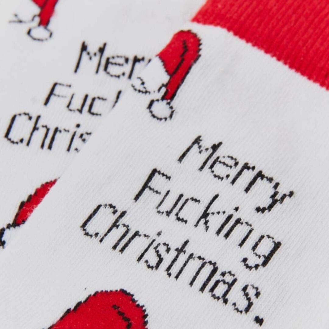 Merry Fucking Christmas socks with Santa hat design, cotton-rich, unisex, UK size 6-11.
