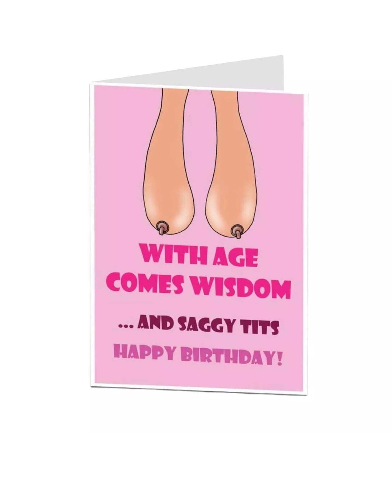 Funny Saggy Tits Birthday Card with humorous design, perfect for lighthearted celebrations.