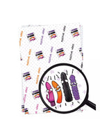 Playful Positive Vibes Gift Wrap with funny character design and matching gift tags.