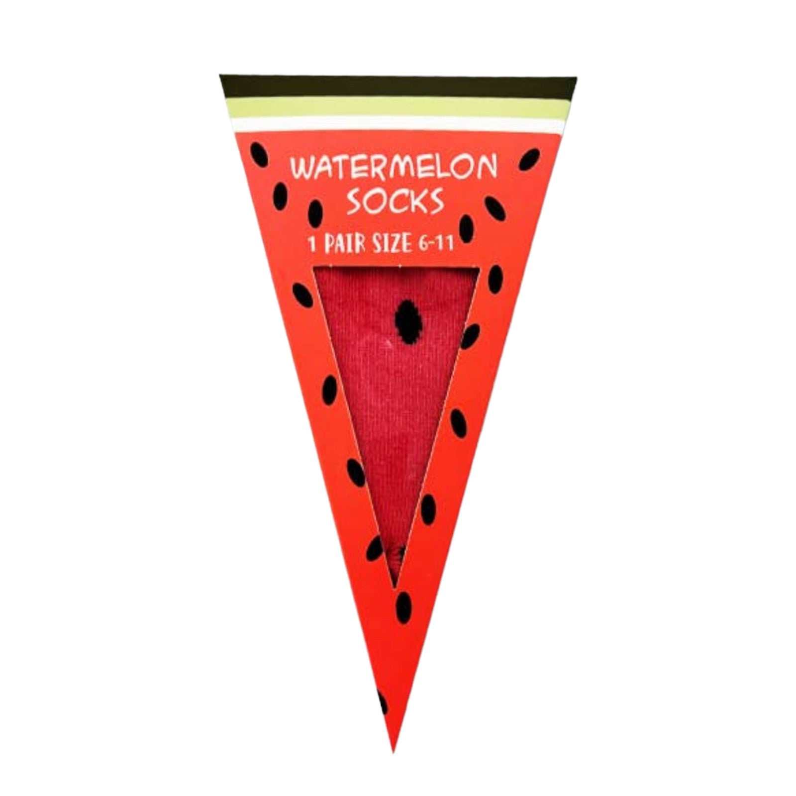 Watermelon Slice Socks in gift box, quirky summer footwear.