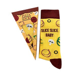 Pizza Slice Socks in gift box with playful design, unisex UK size 6-11, 75% cotton.