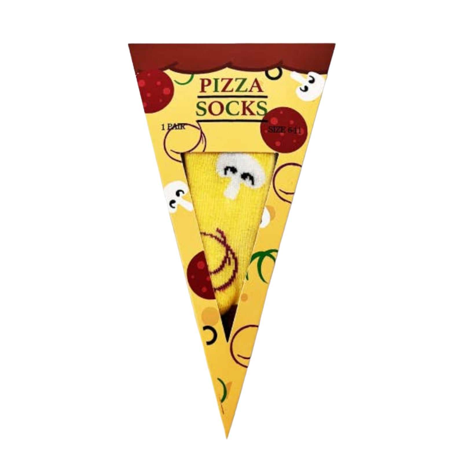 Pizza Slice Socks gift box with quirky pizza design.
