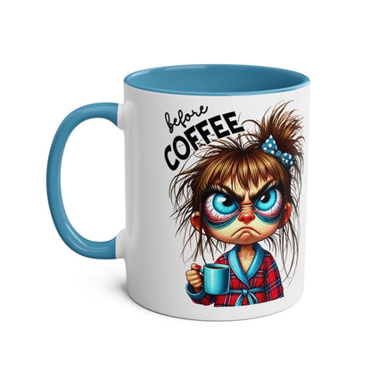 fun sarcastic coffee mug with cartoon character and humorous text
