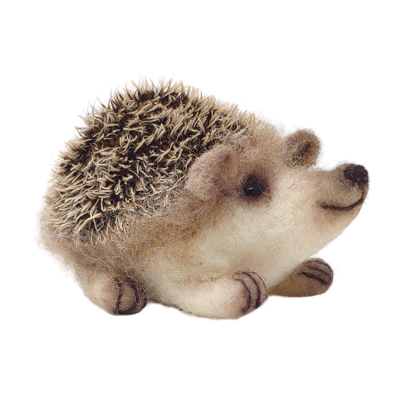 Baby hedgehog needle felting craft kit with Steiff Mohair fabric.