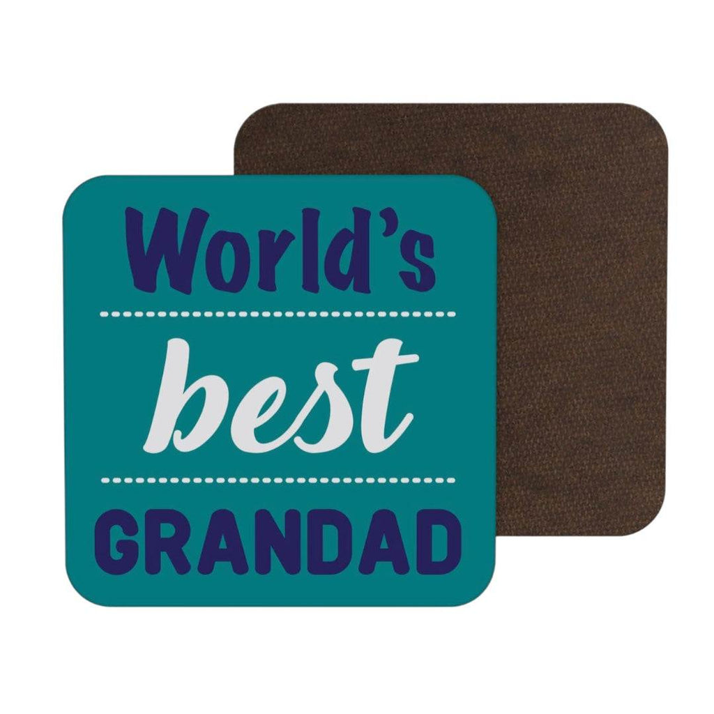Fun Coasters with "World's Best Grandad" design, 9cm square, high gloss finish.