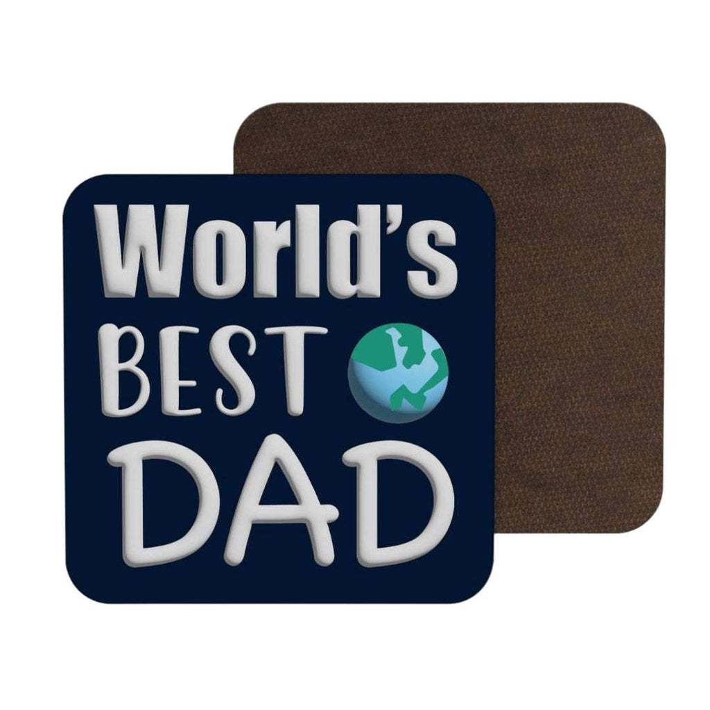 World's Best Dad fun coasters with high gloss finish, 9cm square, heat and water resistant.