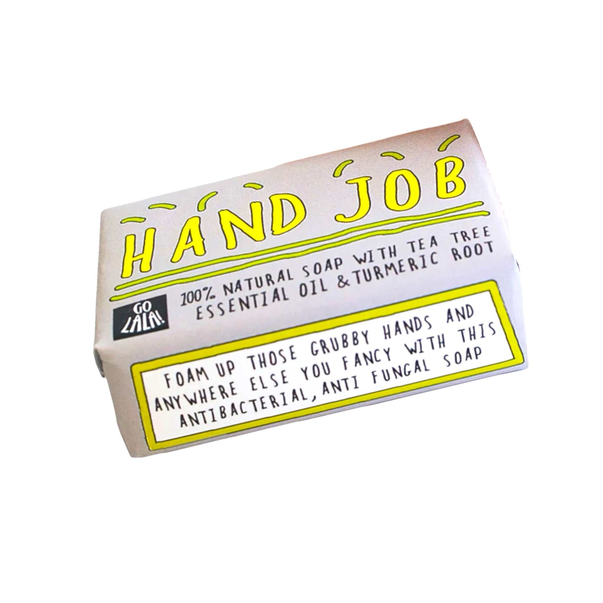Hand Job Soap Bar with tea tree oil and turmeric, vegan-friendly, paraben and SLS free, 95g.