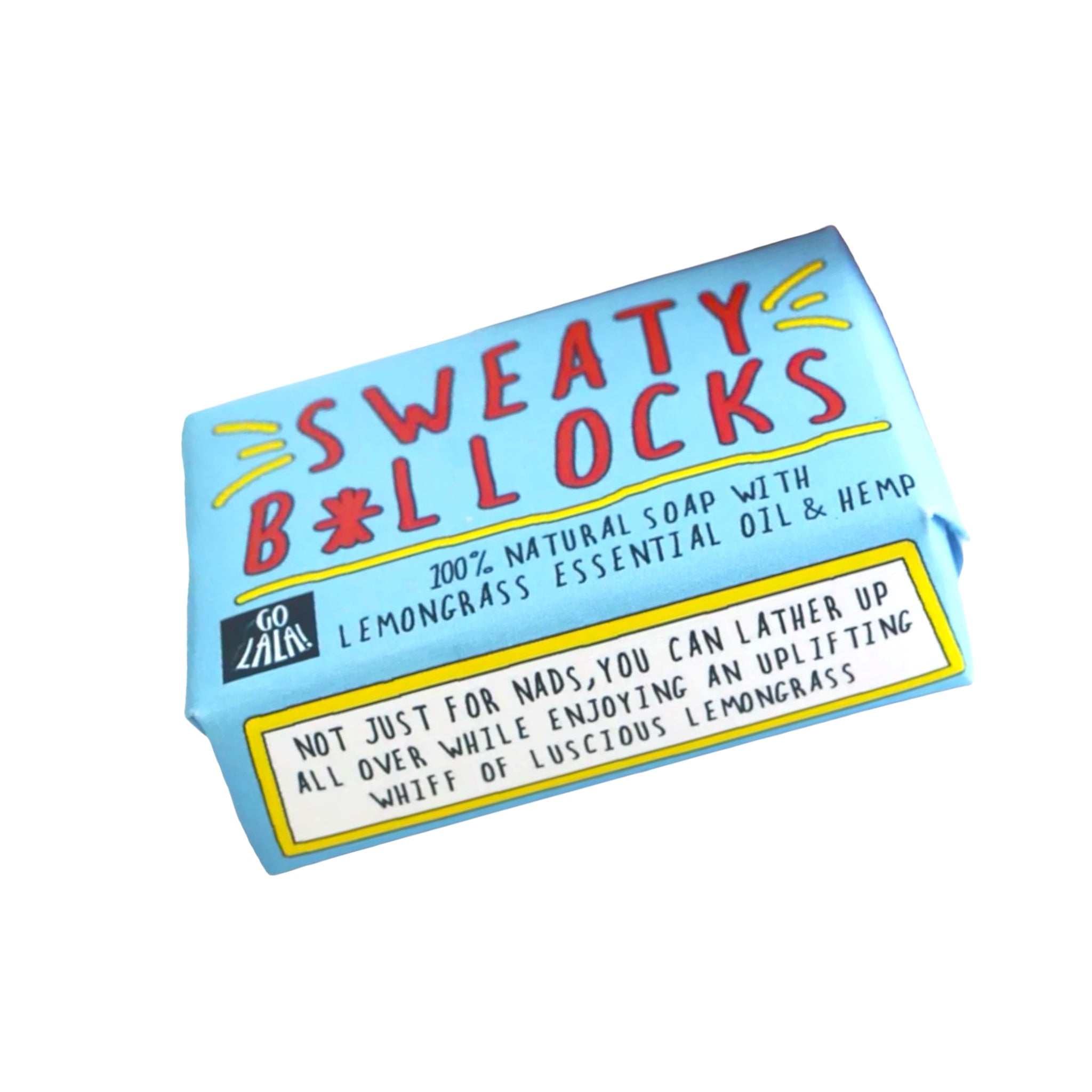 Sweaty Bollocks Soap bar with lemongrass, vegan and palm oil-free.