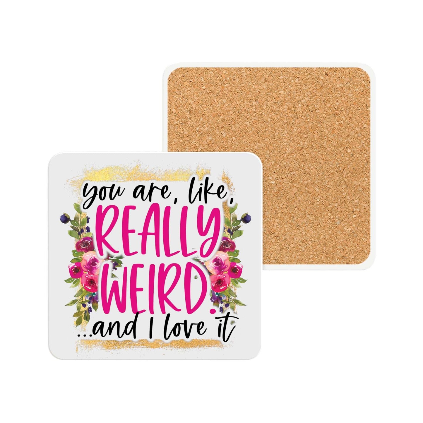 funny design ceramic coaster with cork backing and floral pattern