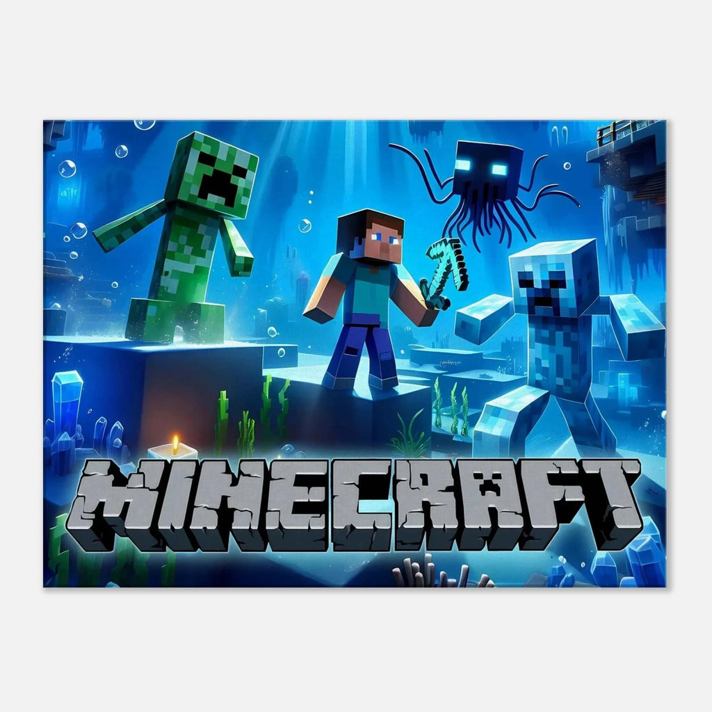 Vibrant Minecraft Wall Canvas featuring iconic pixelated scenes, perfect for game lovers.
