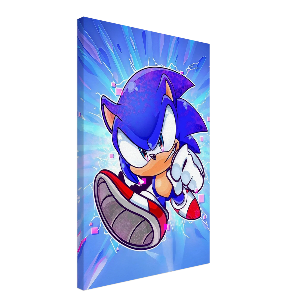 Sonic Wall Canvas featuring vibrant print of Sonic the Hedgehog, perfect for fans and game rooms.