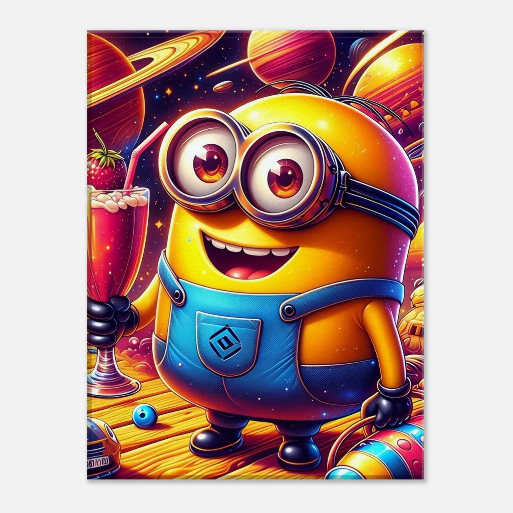 Minions Wall Canvas featuring cheerful yellow character in space theme.