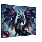 Black Gem Dragon Wall Canvas featuring a mystical dragon with shimmering black gems.
