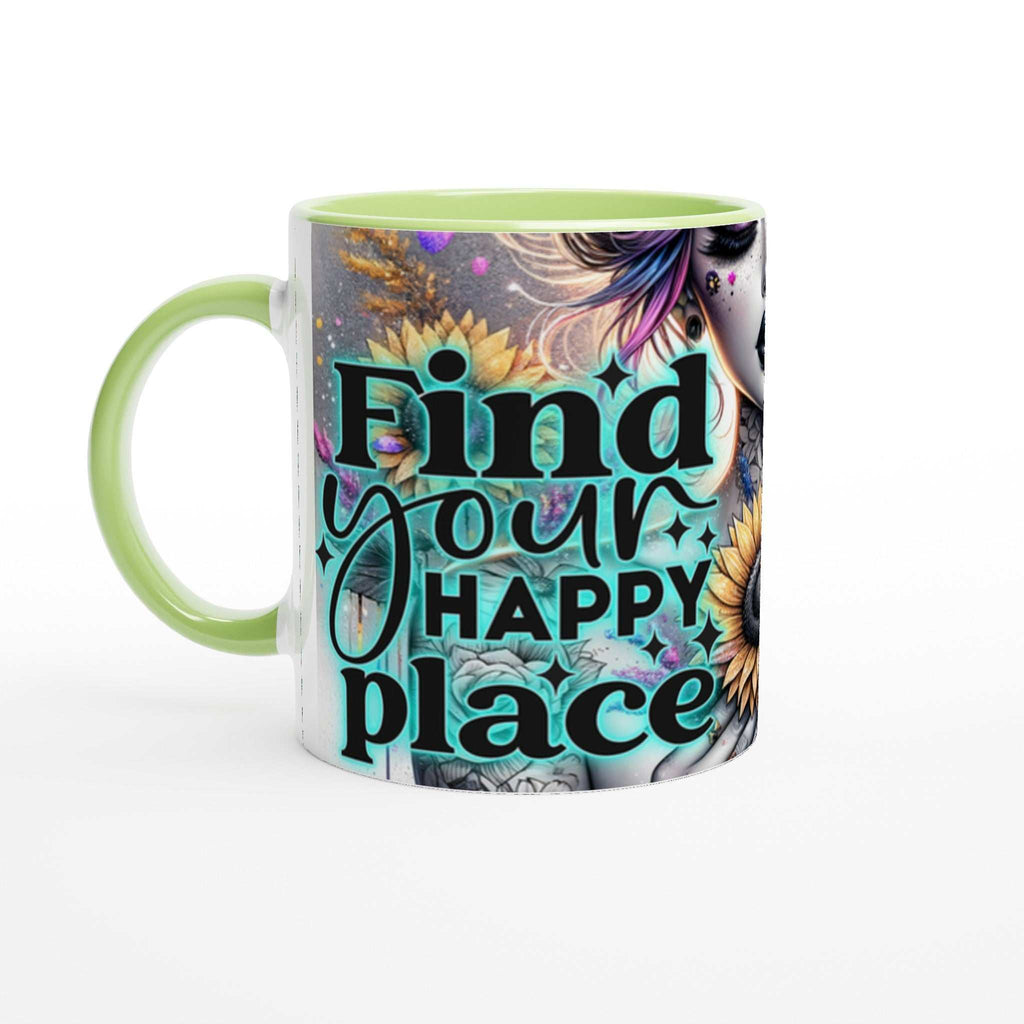 Find Your Happy Place - Motivational Coffee Mug with vibrant design and inspiring message.