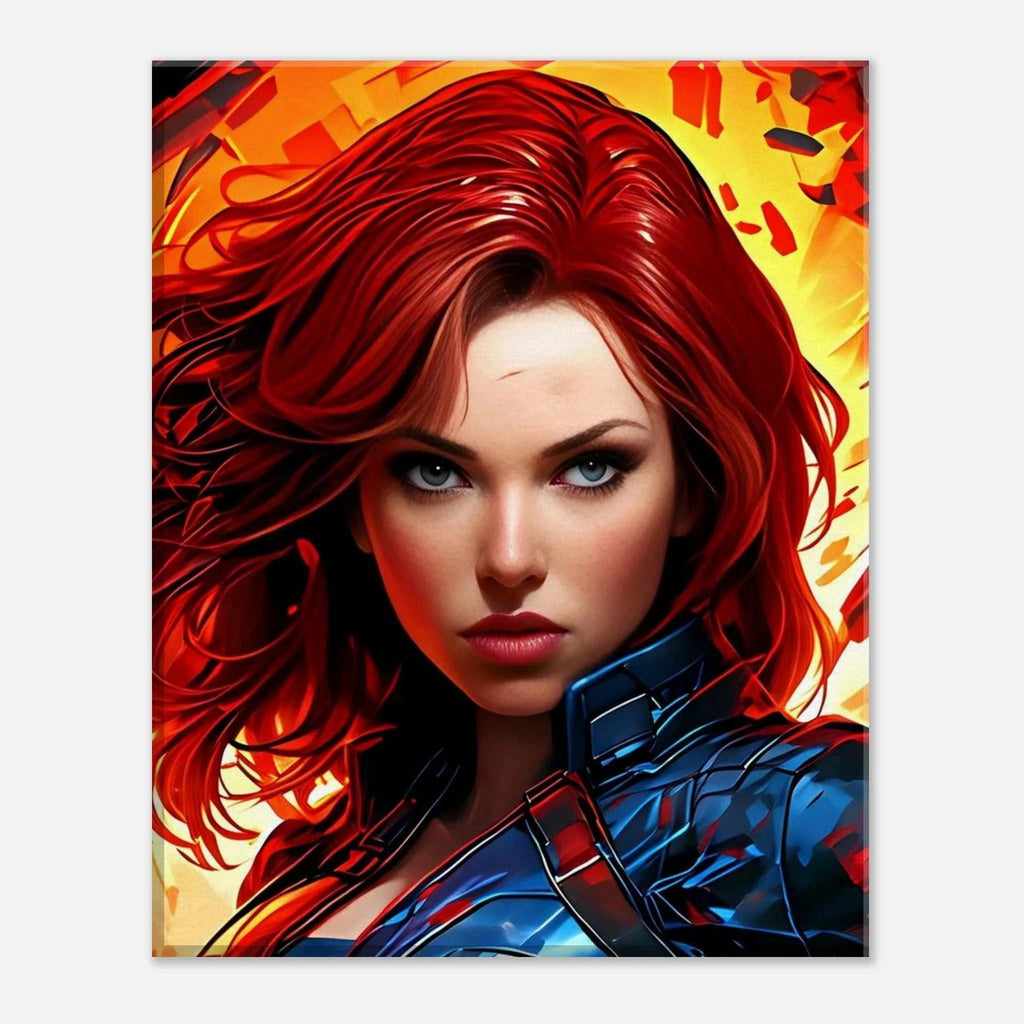 Captain Marvel wall canvas with bold, dynamic artwork and vibrant colors.