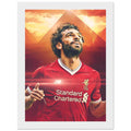 Mo Salah framed poster in pine wood frame with vibrant semi-glossy print and shatterproof plexiglass protector