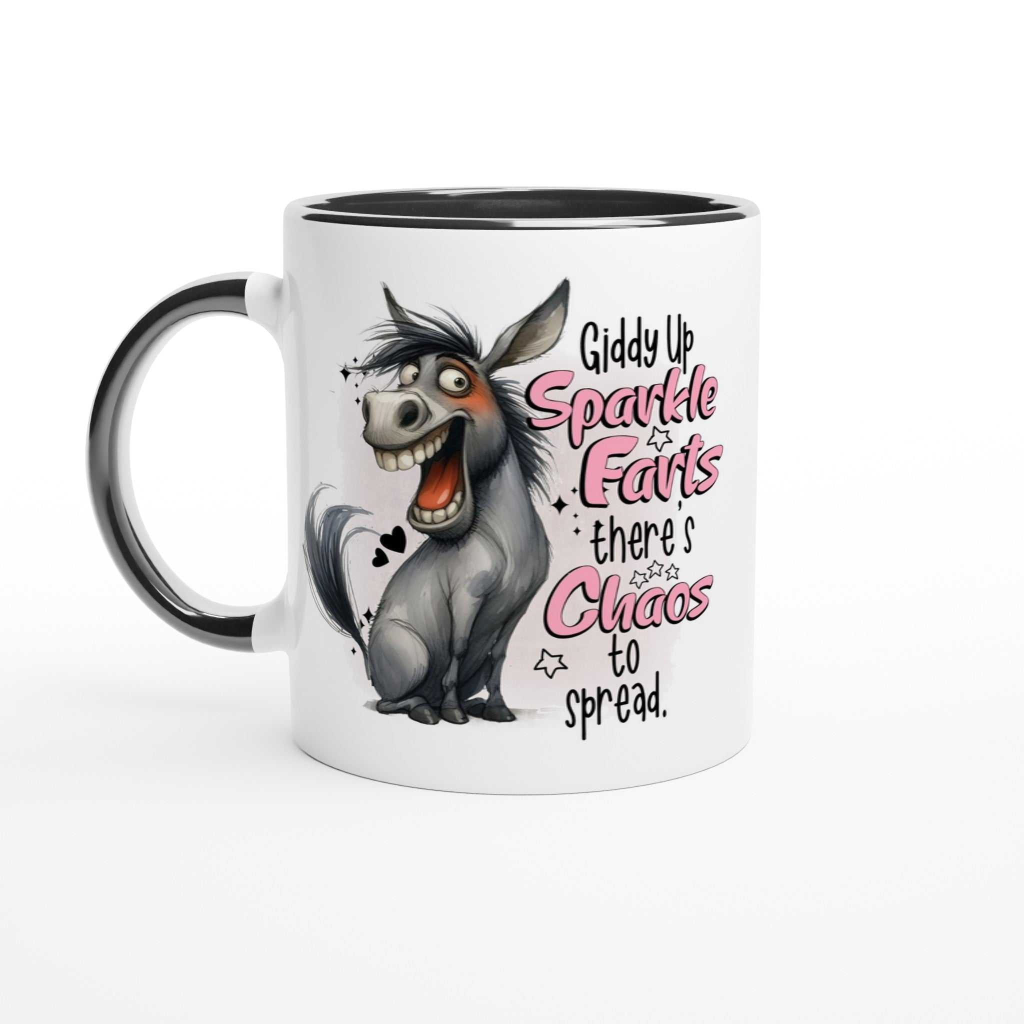 Giddy Up Sparkle Farts quirky ceramic mug with vibrant design, 11oz, dishwasher and microwave safe.