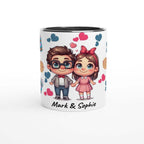 Personalised adorable Valentine's Day mug with cute couple design and name customization.