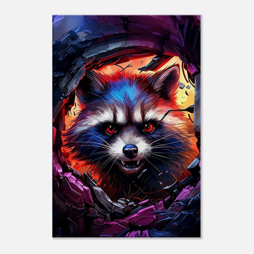 Rocket Raccoon wall canvas featuring dynamic cosmic hero artwork, vibrant colors.