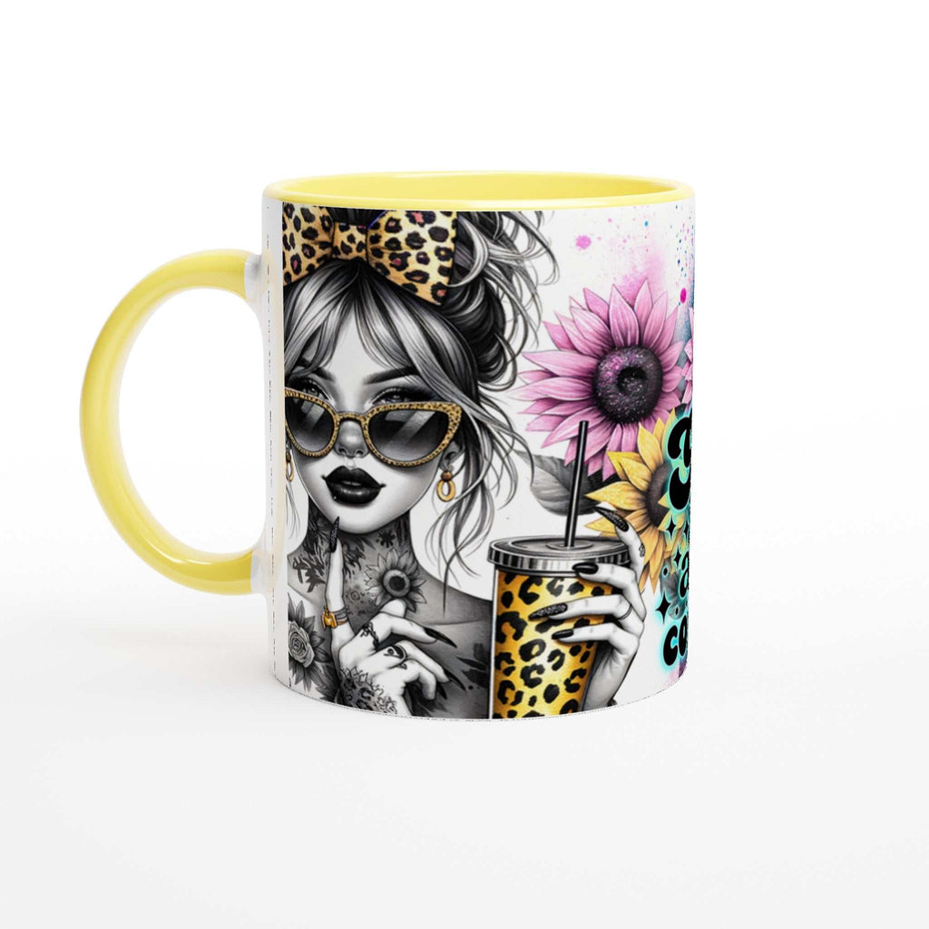 Good Things Are Coming – Motivational Coffee Mug with vibrant design and colorful rim, perfect for positivity and warm beverages.