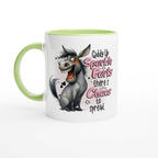 Giddy Up Sparkle Farts Quirky Mug with playful donkey design, green handle, and text.