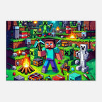 Minecraft Wall Canvas with vibrant colors and iconic game scenes.