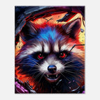 Rocket Raccoon wall canvas with vibrant dynamic artwork.