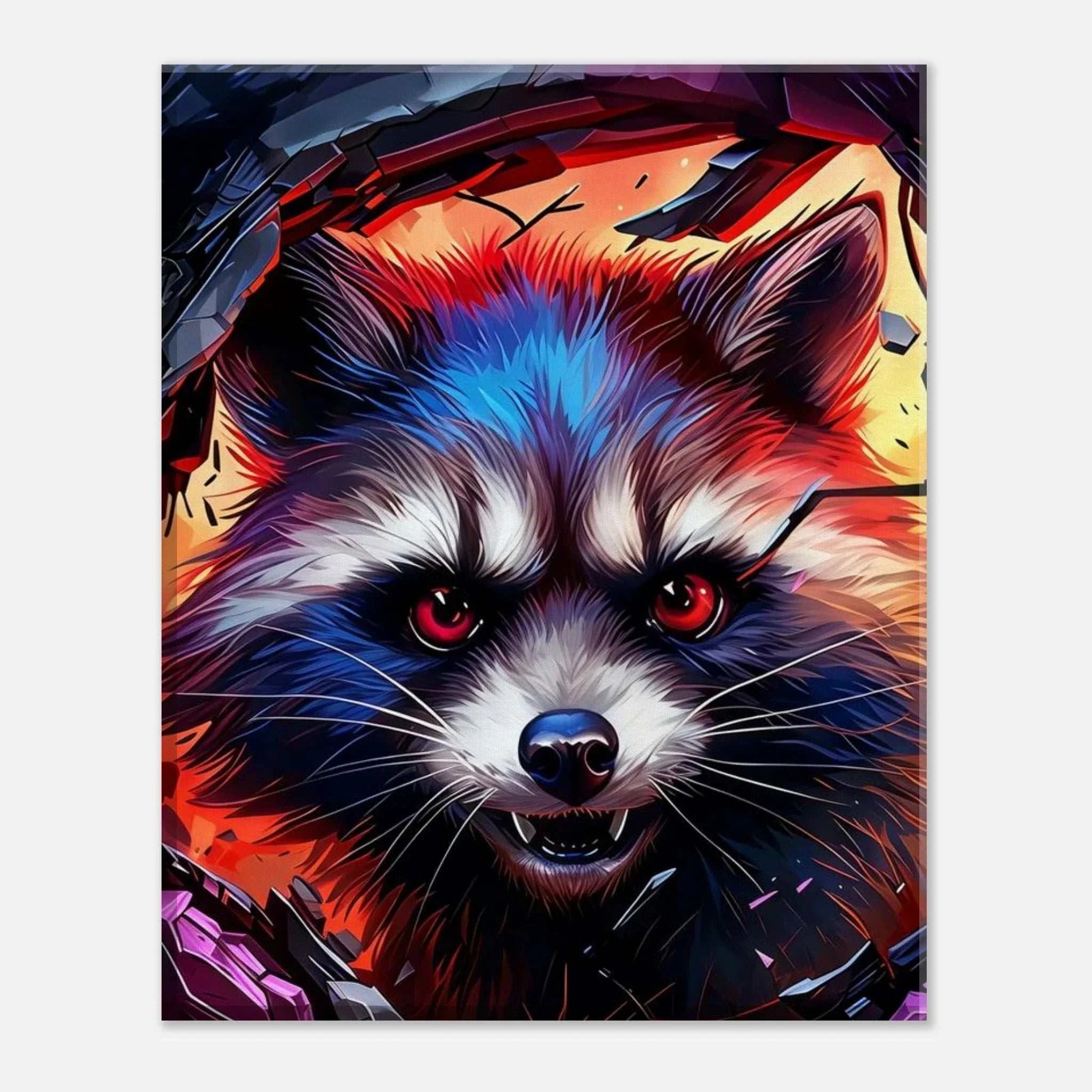 Rocket Raccoon wall canvas with vibrant dynamic artwork.