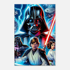 Star Wars wall canvas featuring iconic characters and vibrant colors.