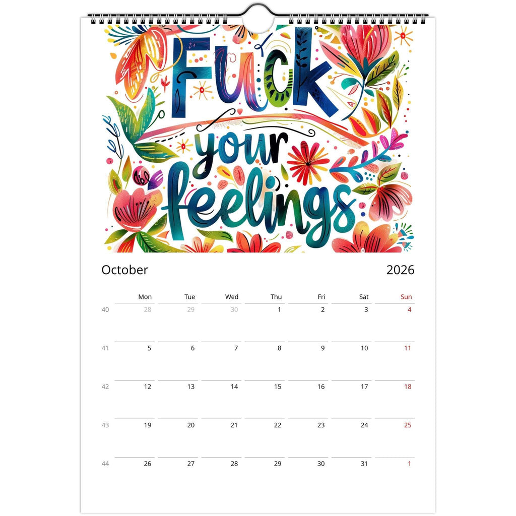 2026 Welcome to the Fuckery wall calendar with bold floral typography and monthly note squares