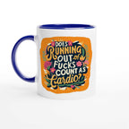 Outta Fucks Fun Mug with humorous print, durable 11oz ceramic, colorful accents.