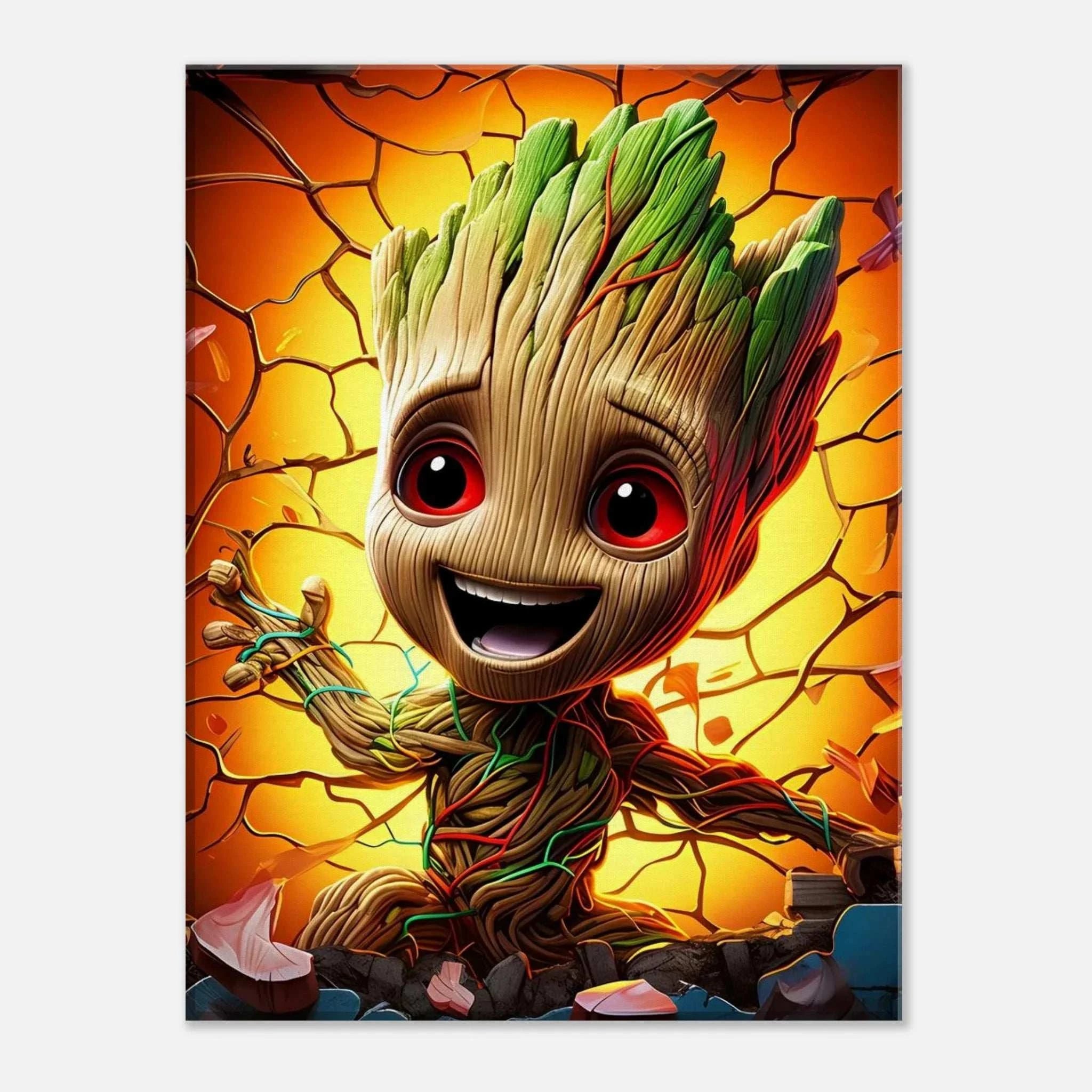 Baby Groot wall canvas with vibrant colors, perfect for adding playful charm to any room.