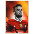 Diogo Jota tribute framed football poster with stylised portrait and vibrant semi-glossy finish