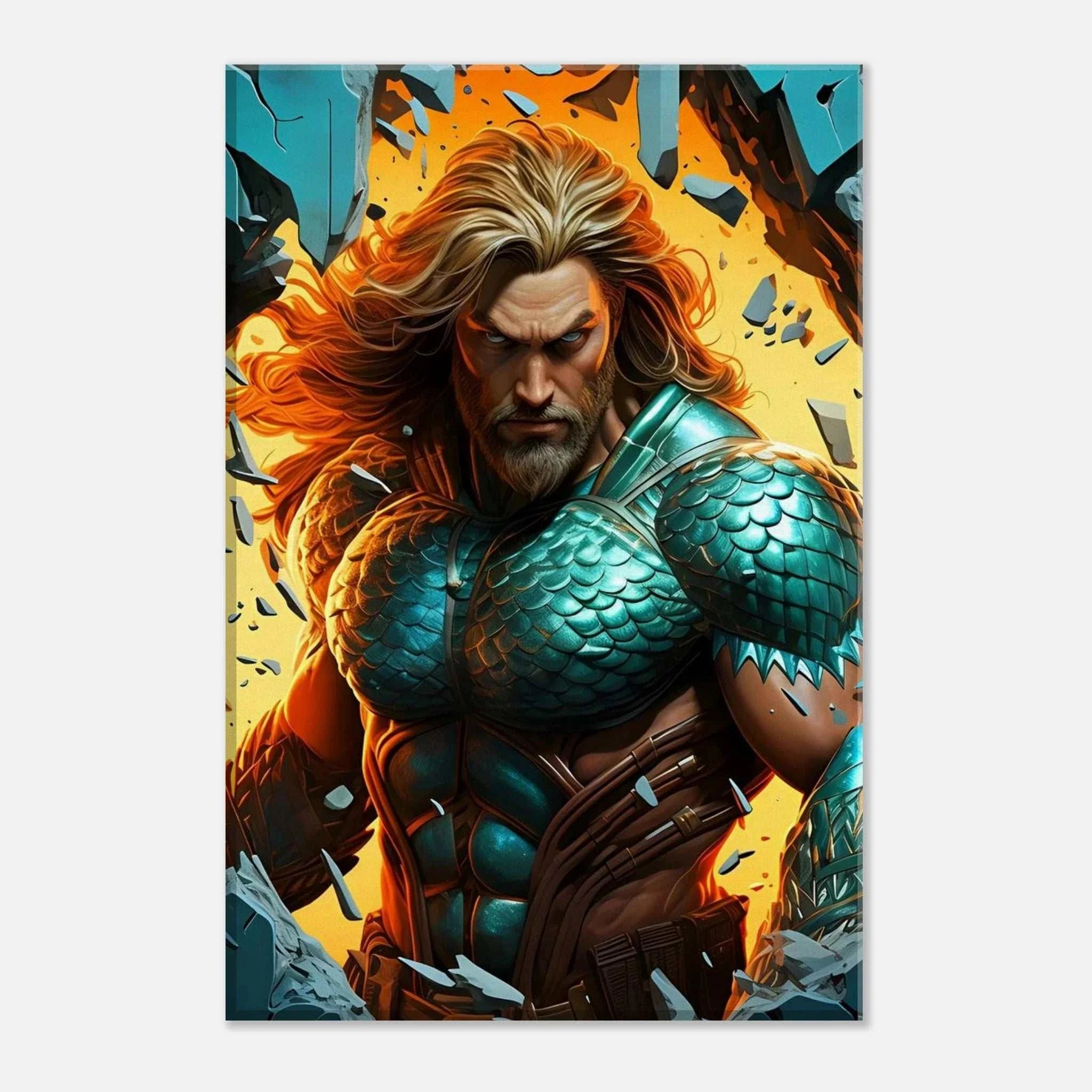 Aquaman wall canvas featuring bold vibrant print with ocean hero imagery.