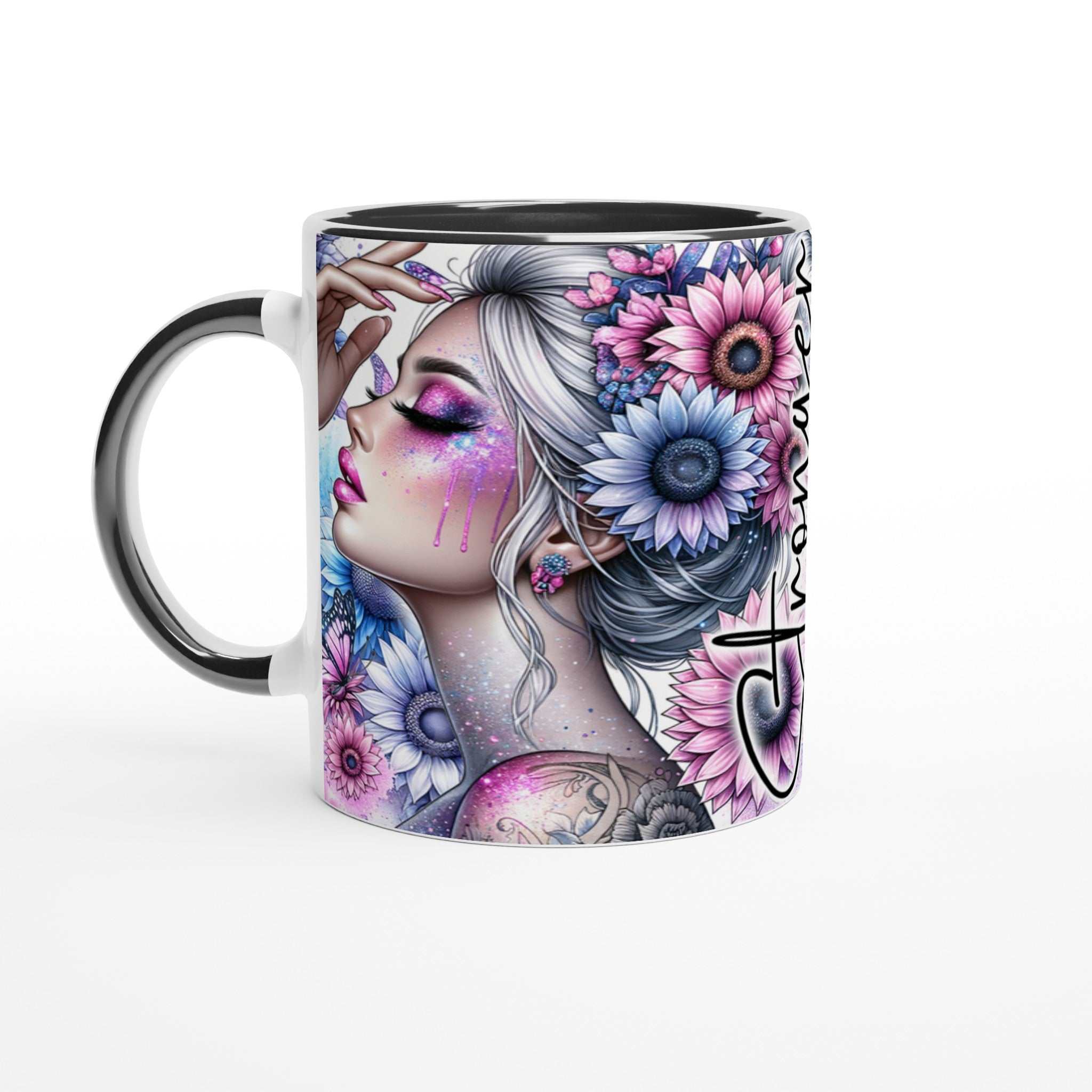 Stronger Than The Storm motivational coffee mug with vibrant design and inspirational quote.