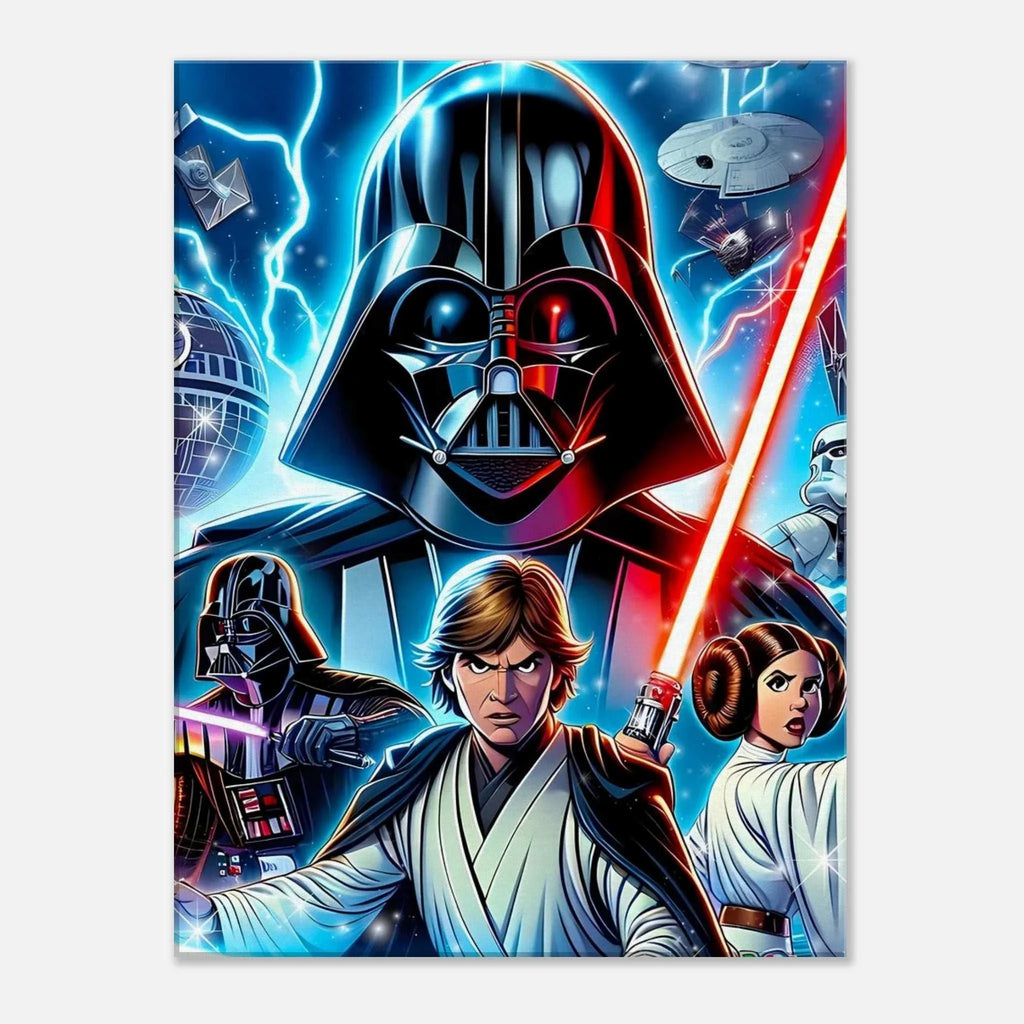Star Wars wall canvas featuring vibrant character and starship artwork.