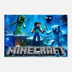 Minecraft Wall Canvas with vibrant pixelated scenes, perfect for fans, available in various sizes.