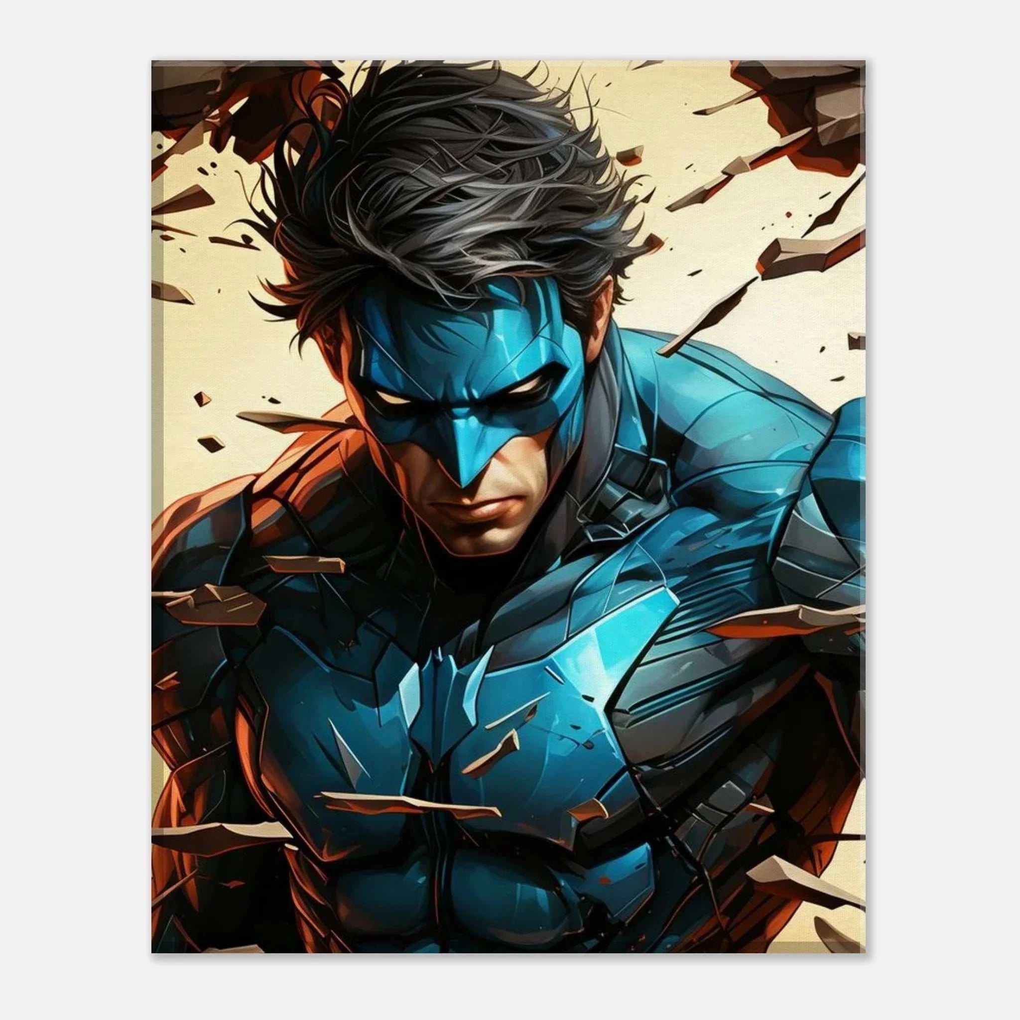 Nightwing Wall Canvas featuring bold, vibrant design with vivid colors, perfect for home decor.